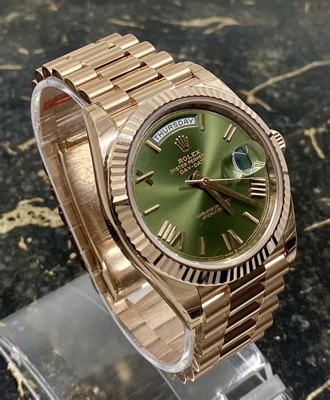 rolex day date green rose gold|Rolex Day-Date 40 228235.